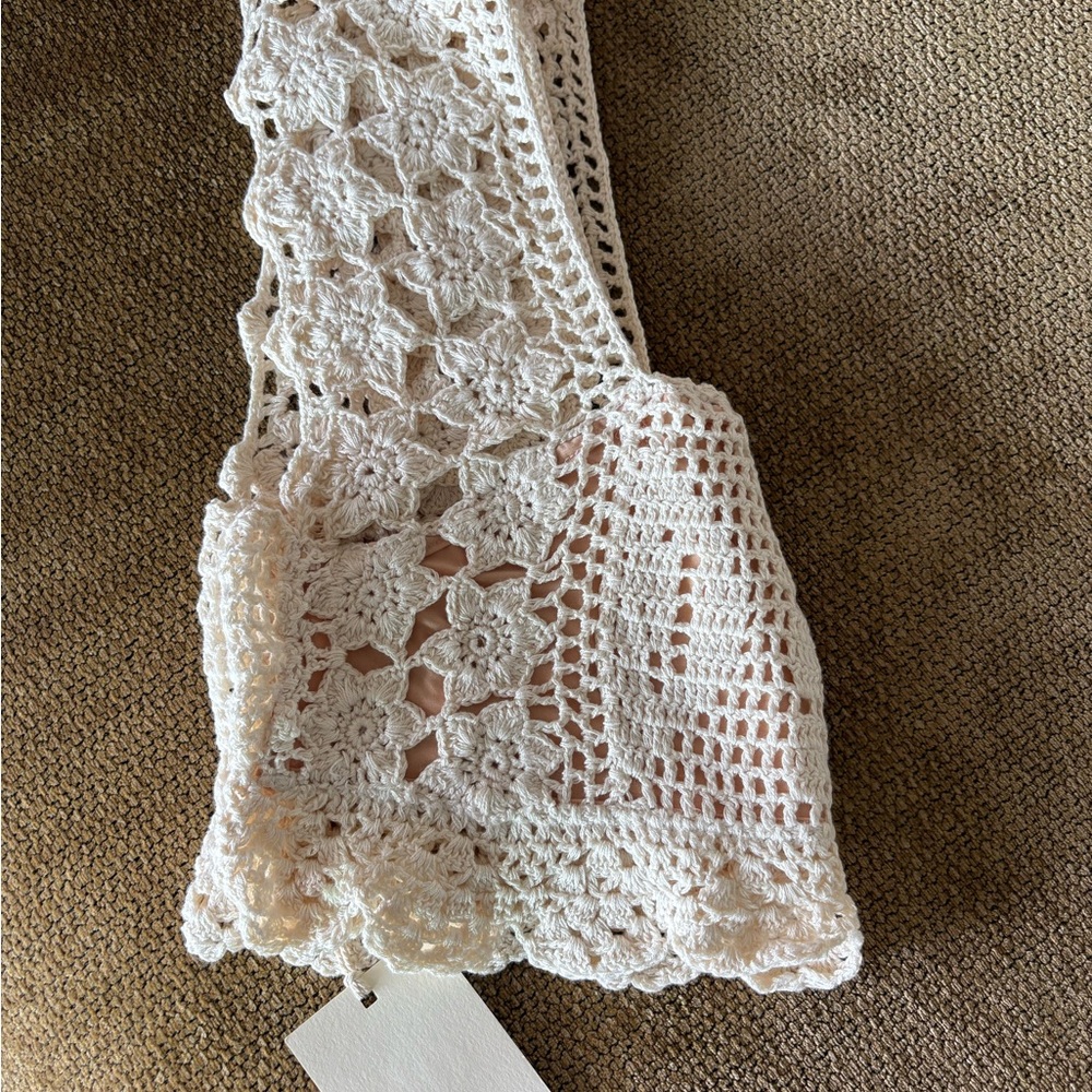 Chasing Unicorns Cream Crochet Square-Neck Crop Top - Picture 6 of 7
